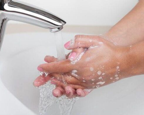 Washing hands such as prevention of parasite