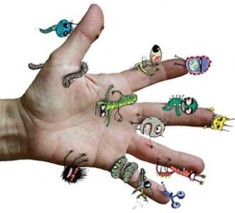 germs and parasites on the human hand